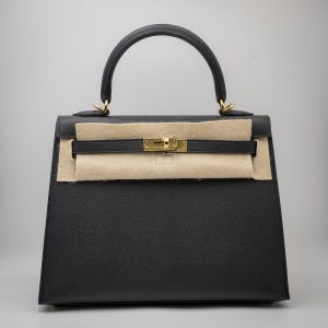 Bolso Hermes Kelly 25 Epsom Negro Nuevo a Estrenar 2017