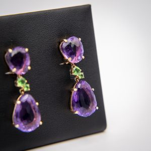 Pendientes Pomellato Bahía 18K Oro Rosa con Amatista y Tsavoritas