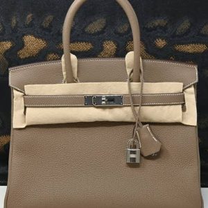 Hermes Birkin 35 Veau Togo Etoupe Palladium Hardware 12/2022 Buen Estado